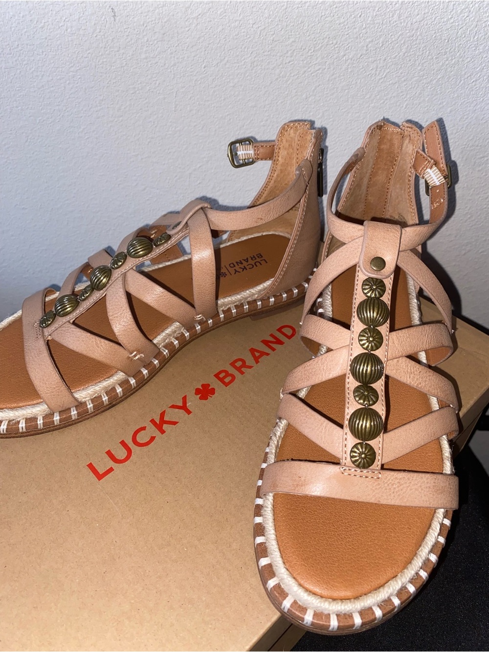 Lucky Brand Nude/Tan Studded Sandals